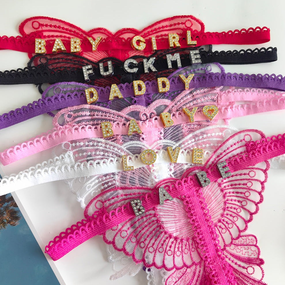 Custom Personalized Bling Butterfly Thong