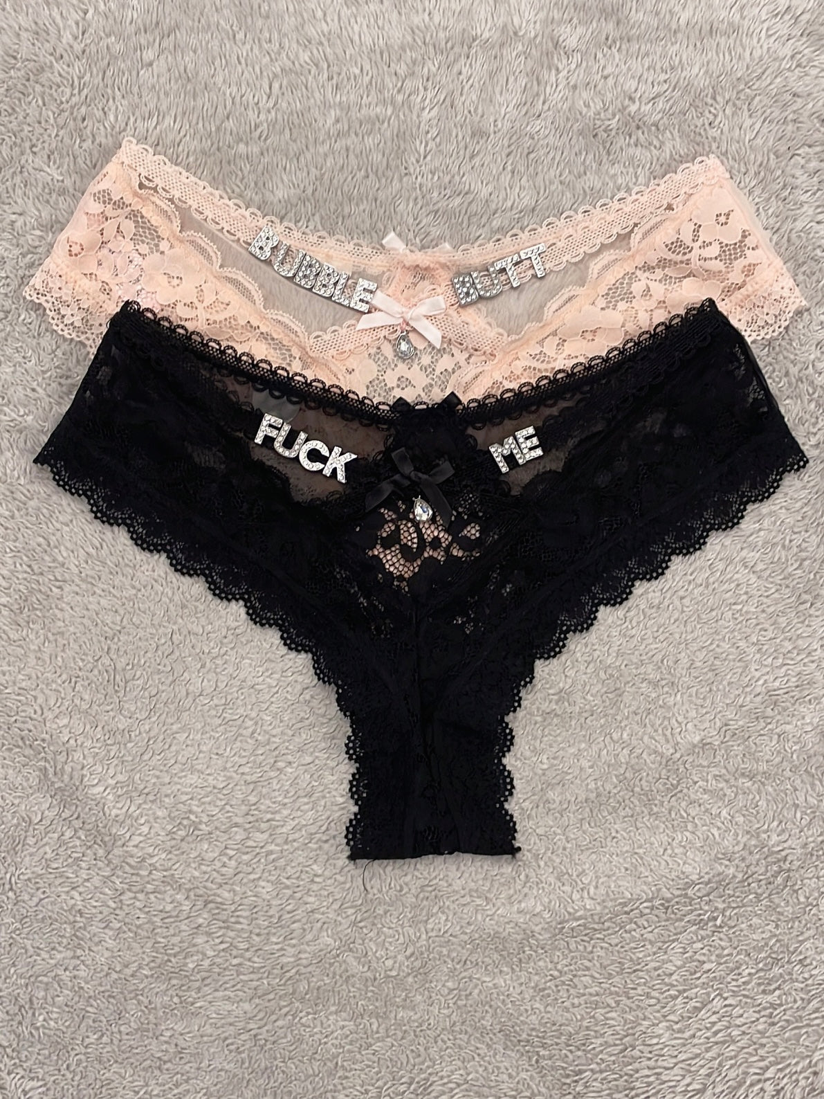 Sexy lace rhinestone alphabet customized thong