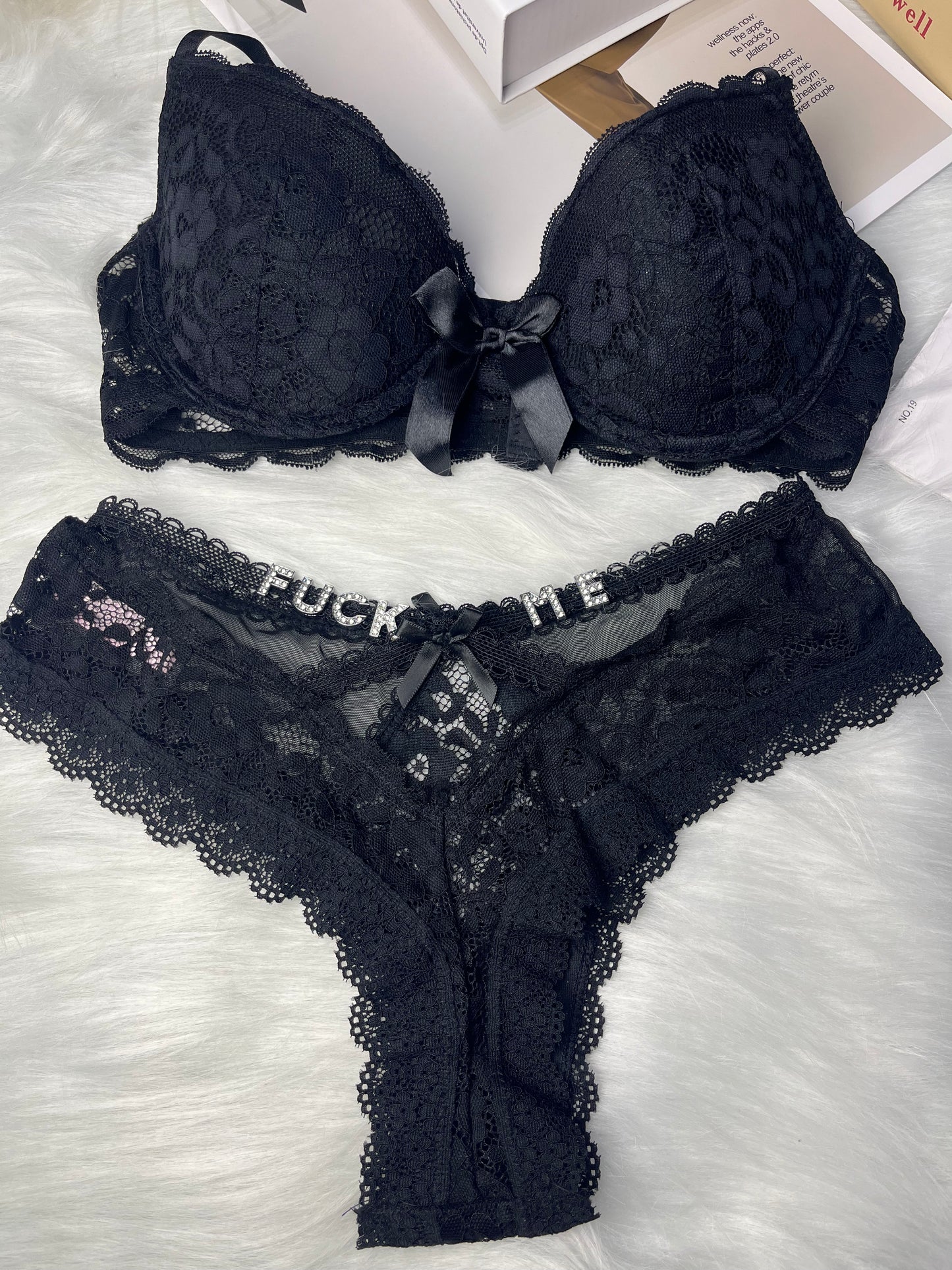 Sexy lace rhinestone alphabet customized thong